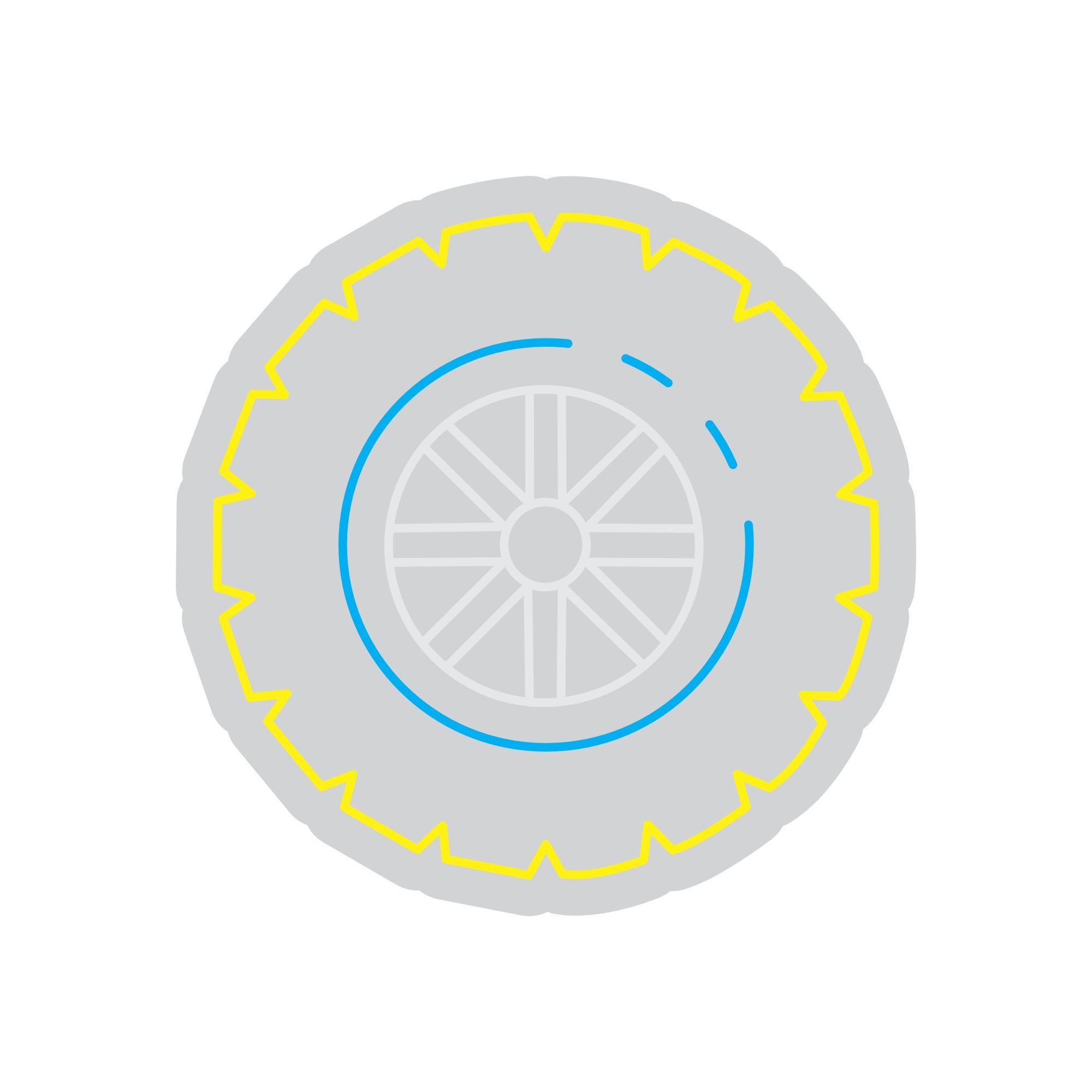 Custom Neon | Tire Design Neon Sign | 27x27 | Yellow and Blue Colors for Garage Decor 3