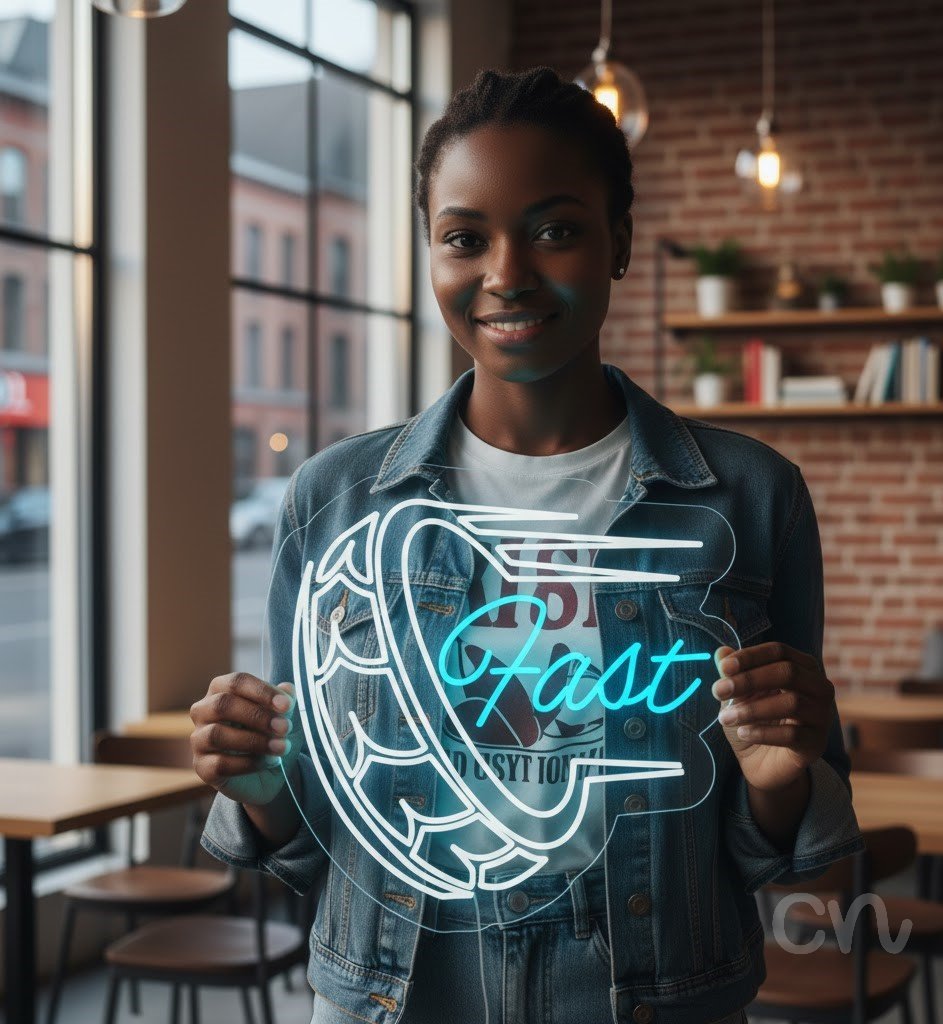 Custom Neon | Fast Neon Sign | 24x24 | Sky Blue Neon Sign for Bedroom and Bar Decor