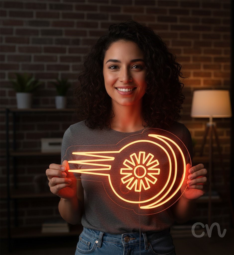 Custom Neon | Abstract Swirl Neon Sign | 16x24 | Orange Beautiful Decorative Light