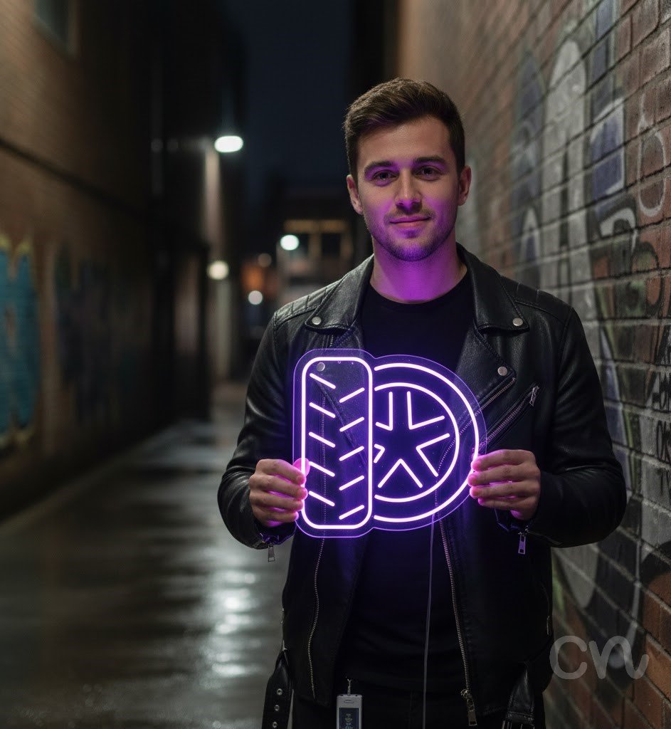 Custom Neon | Tire and Wheel Neon Sign | 26x27 | Light Purple