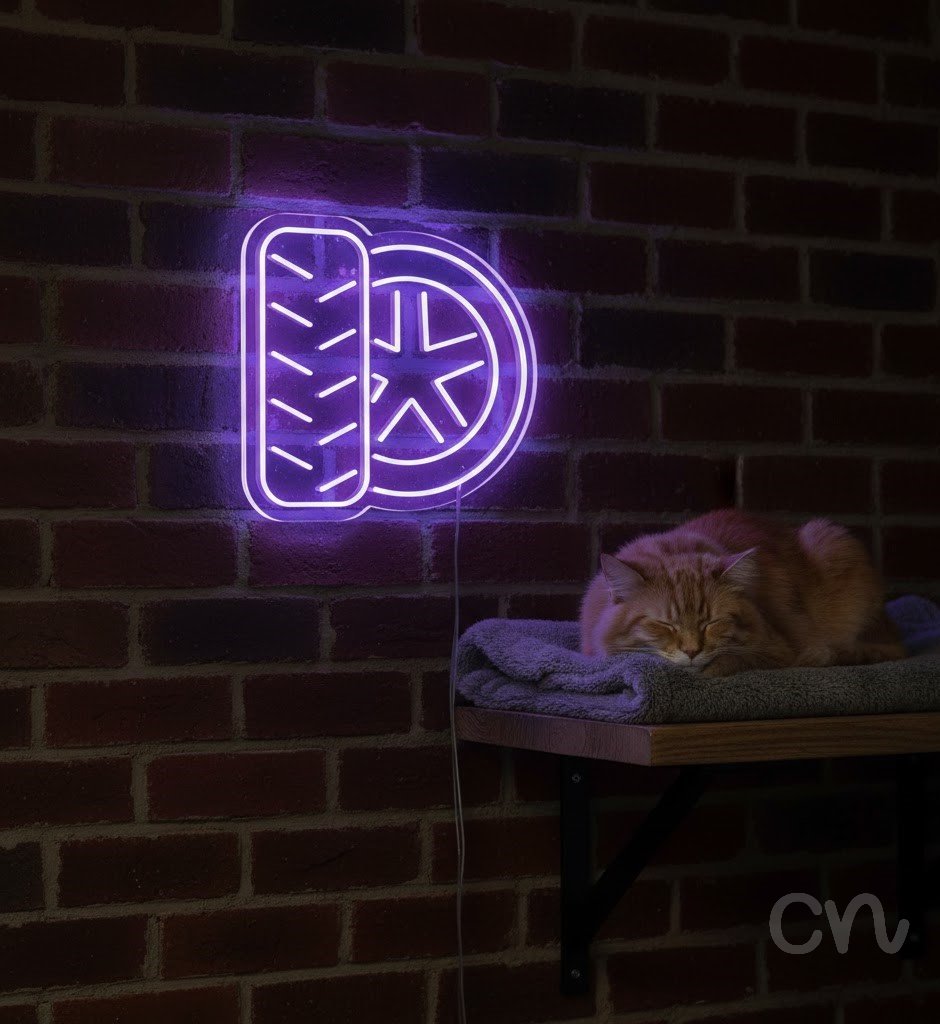 Custom Neon | Tire and Wheel Neon Sign | 26x27 | Light Purple 2