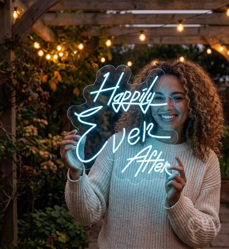 Custom Neon | Happily Ever After Neon Sign | 23x24 | Sky Blue