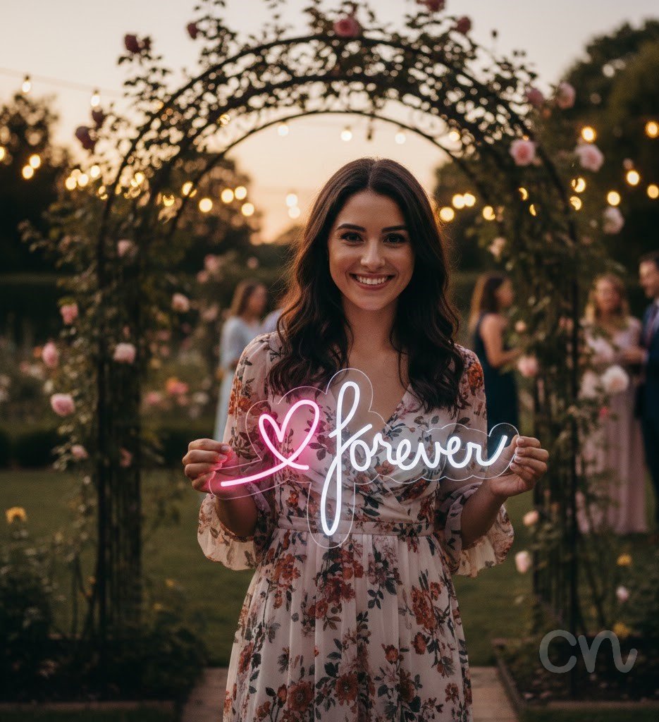 Custom Neon | Forever Neon Sign | 24x14 Inches | Hot Pink Warm White Neon Sign