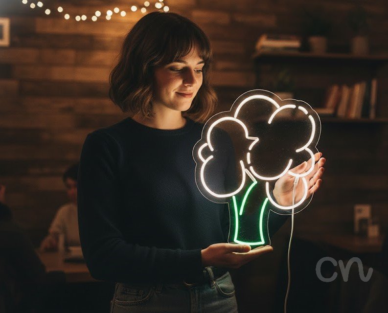 Custom Neon | Broccoli Neon Sign | 24x19 | Green Neon Sign for Kitchen Decor