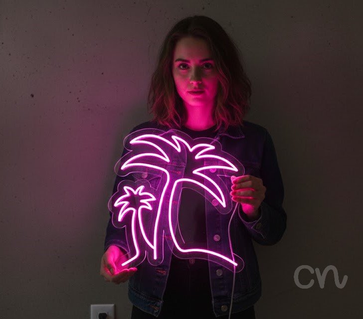 Custom Neon | Palm Tree Design Neon Sign | 24x23 | Hot Pink