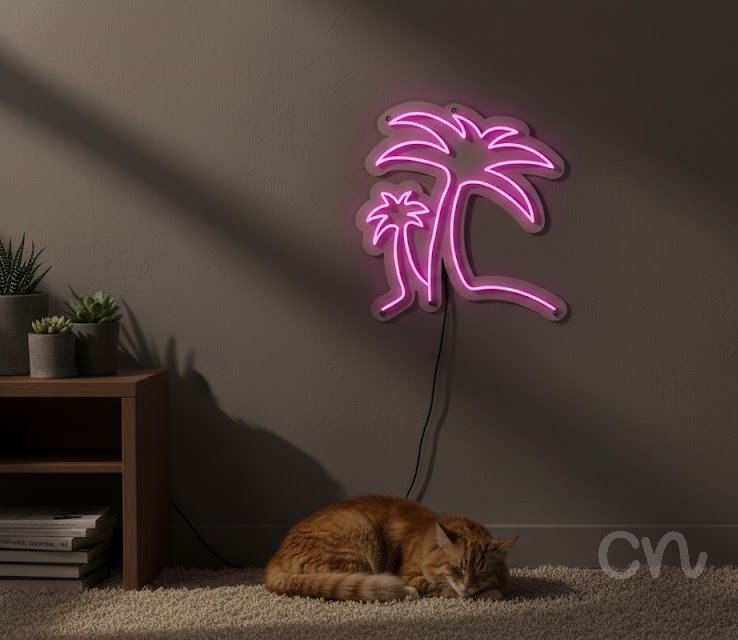 Custom Neon | Palm Tree Design Neon Sign | 24x23 | Hot Pink 2