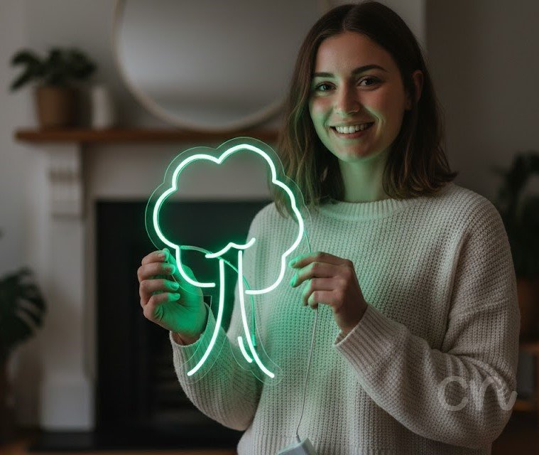 Custom Neon | Tree Design Neon Sign | 24x16 | Neon Green Lighting for Home Bar Decor