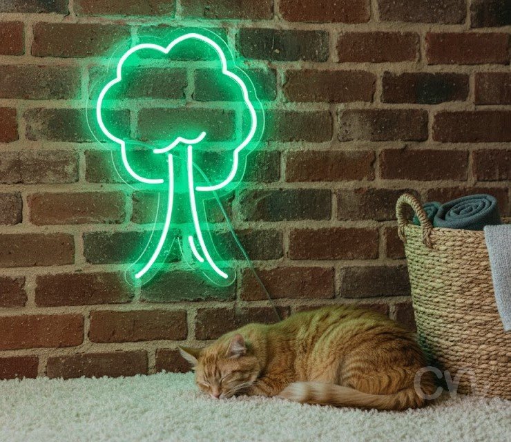 Custom Neon | Tree Design Neon Sign | 24x16 | Neon Green Lighting for Home Bar Decor 2