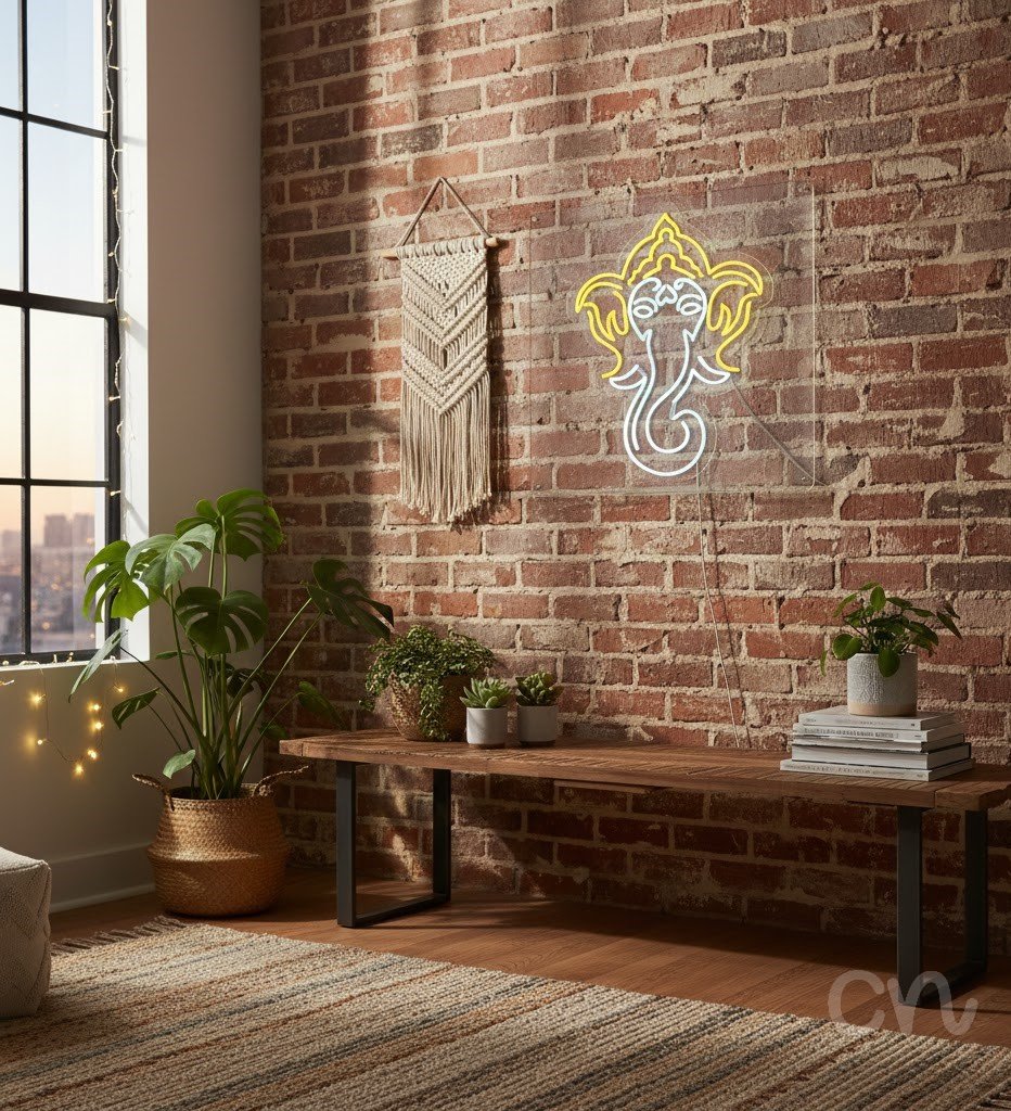 Custom Neon | Elephant with Crown Neon Sign | 30x24 Inches | Warm White Yellow 2