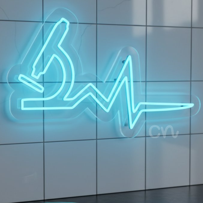 Custom Neon | Microscope Heartbeat Neon Sign | 19x30 | Blue
