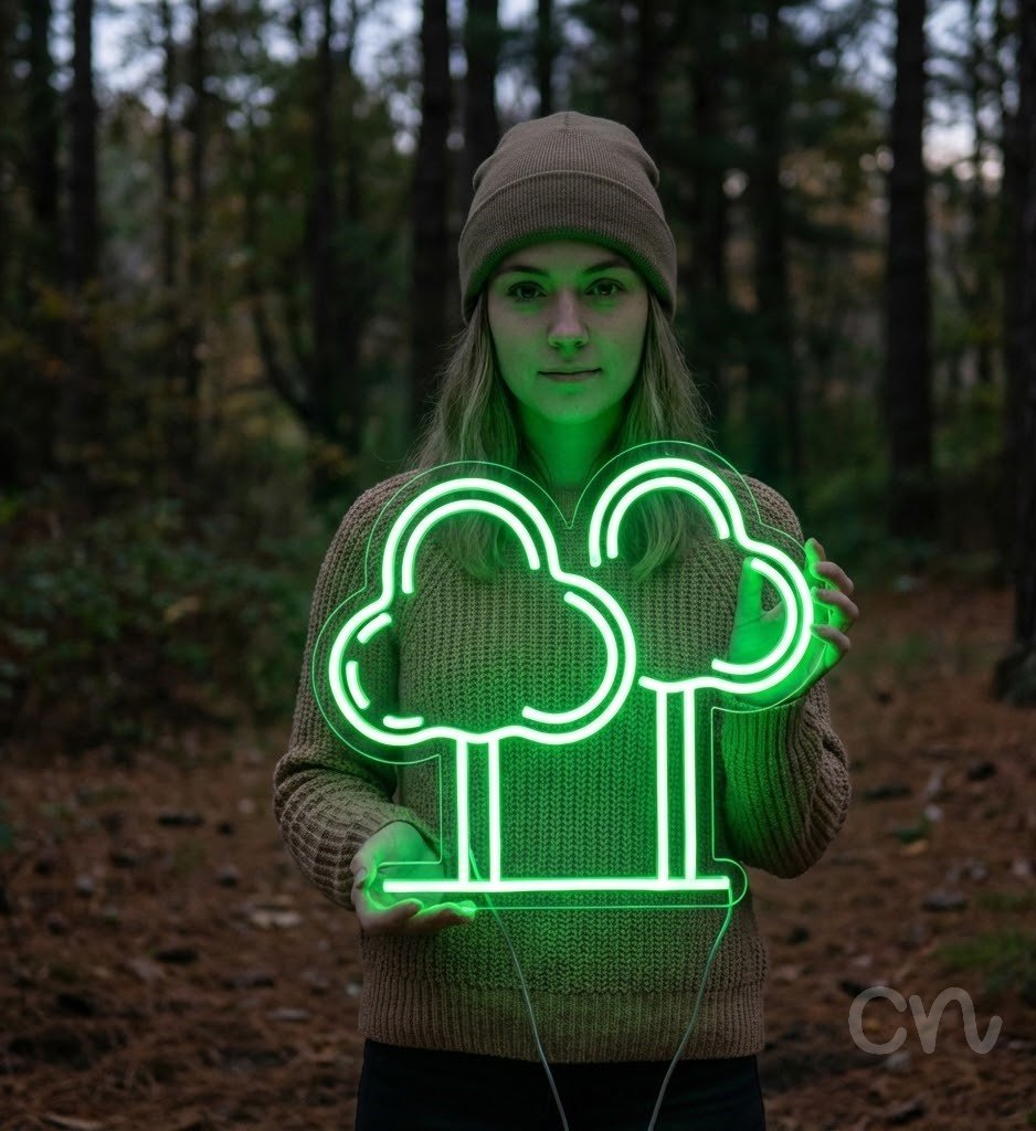 Custom Neon | Tree Design Neon Sign | 22x24 Inches | Neon Green Glow Perfect for Decor