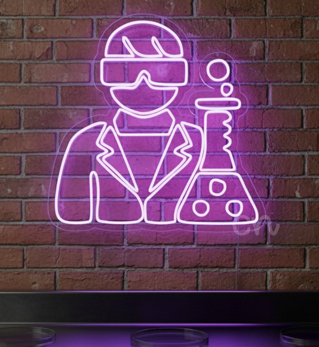Custom Neon | neon flex scientist sign plug | 30x30