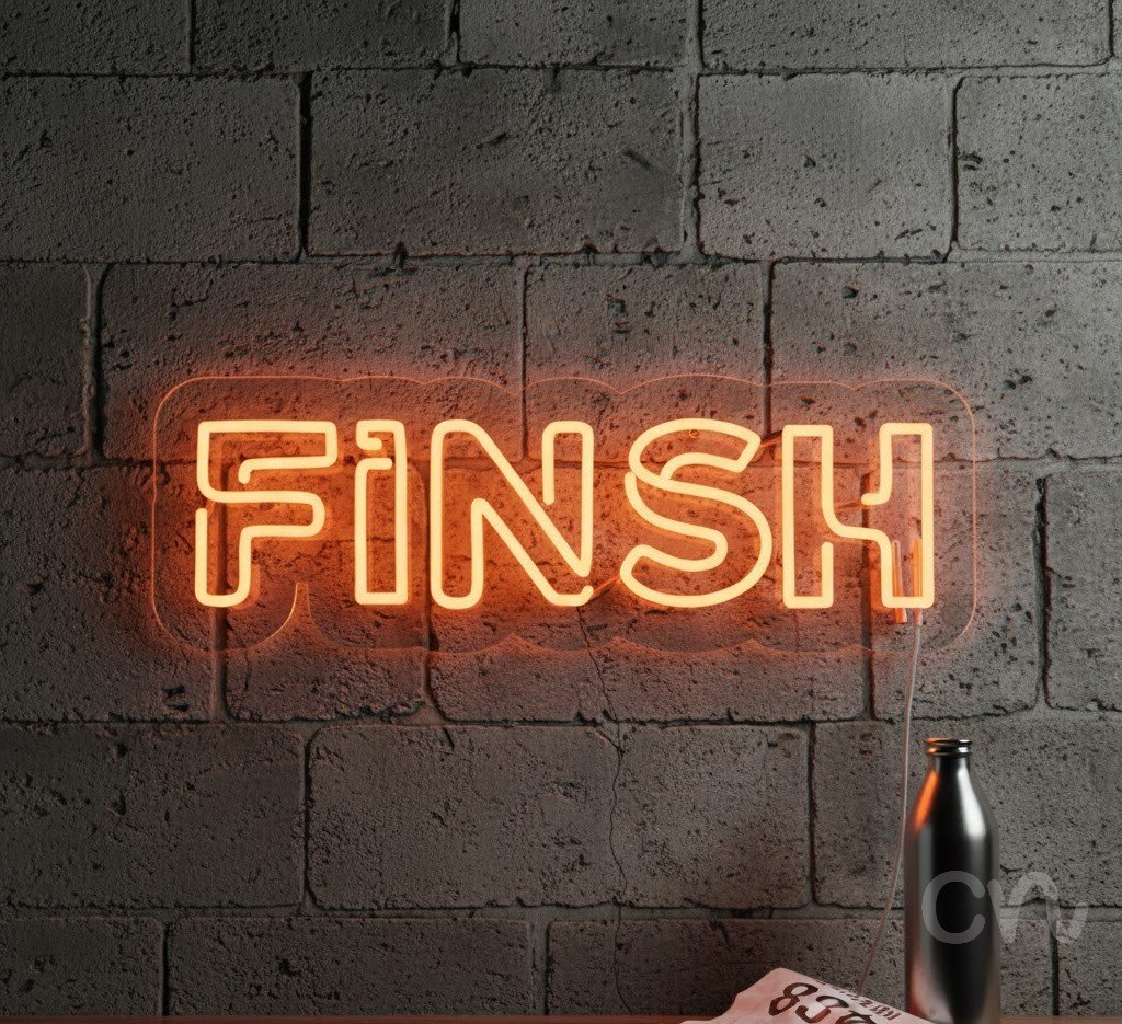 Custom Neon | Finsh Neon Sign | 8x23 | Orange Bright Glow for Home Decor and Parties