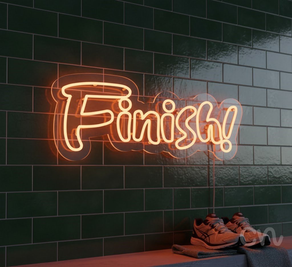 Custom Neon | Finish! Neon Sign | 10x24 Inches | Orange Neon Sign for Home Decor