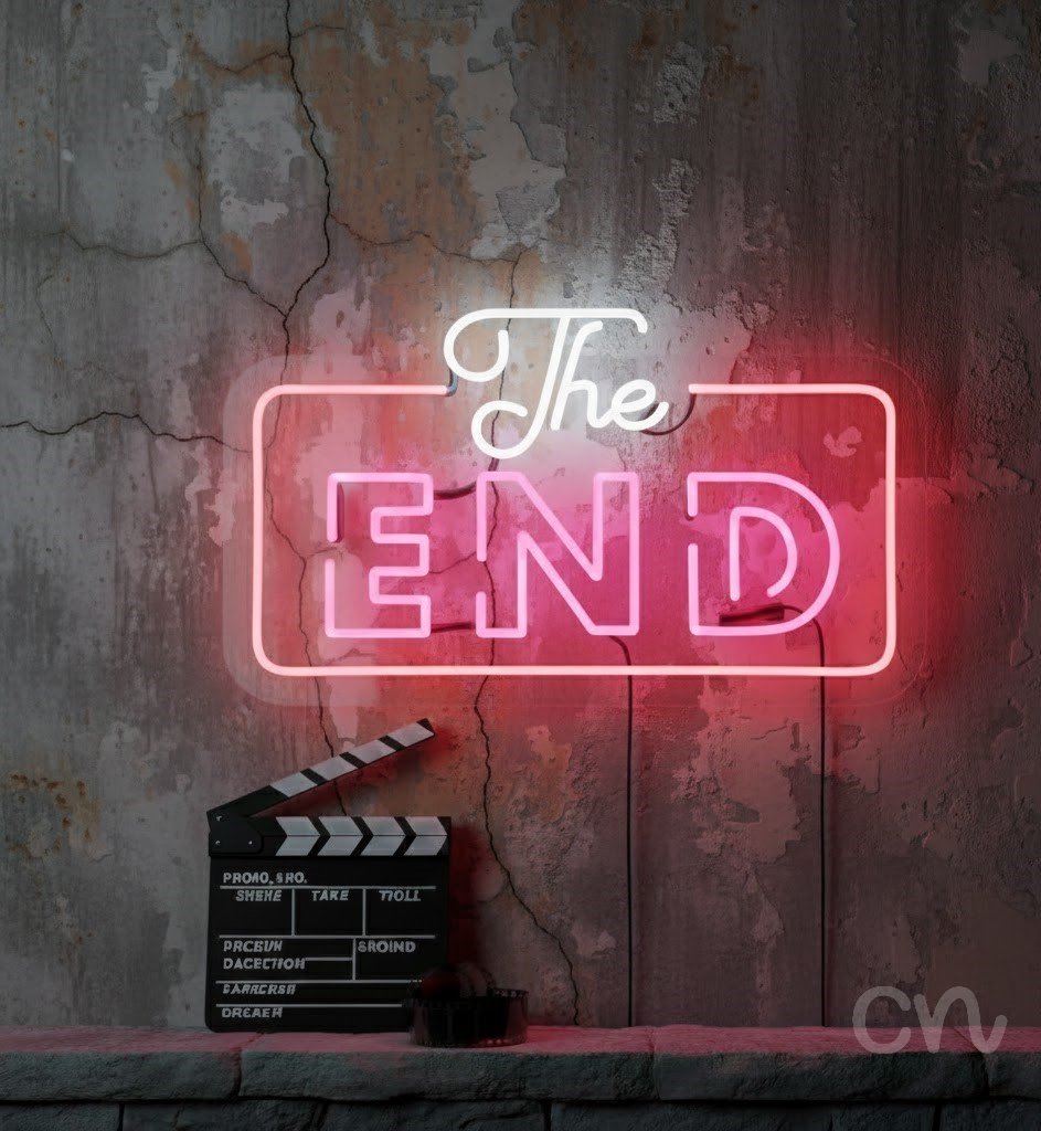 Custom Neon | The End Neon Sign | 14x23 | Hot Pink White Neon Sign for Wall Decor