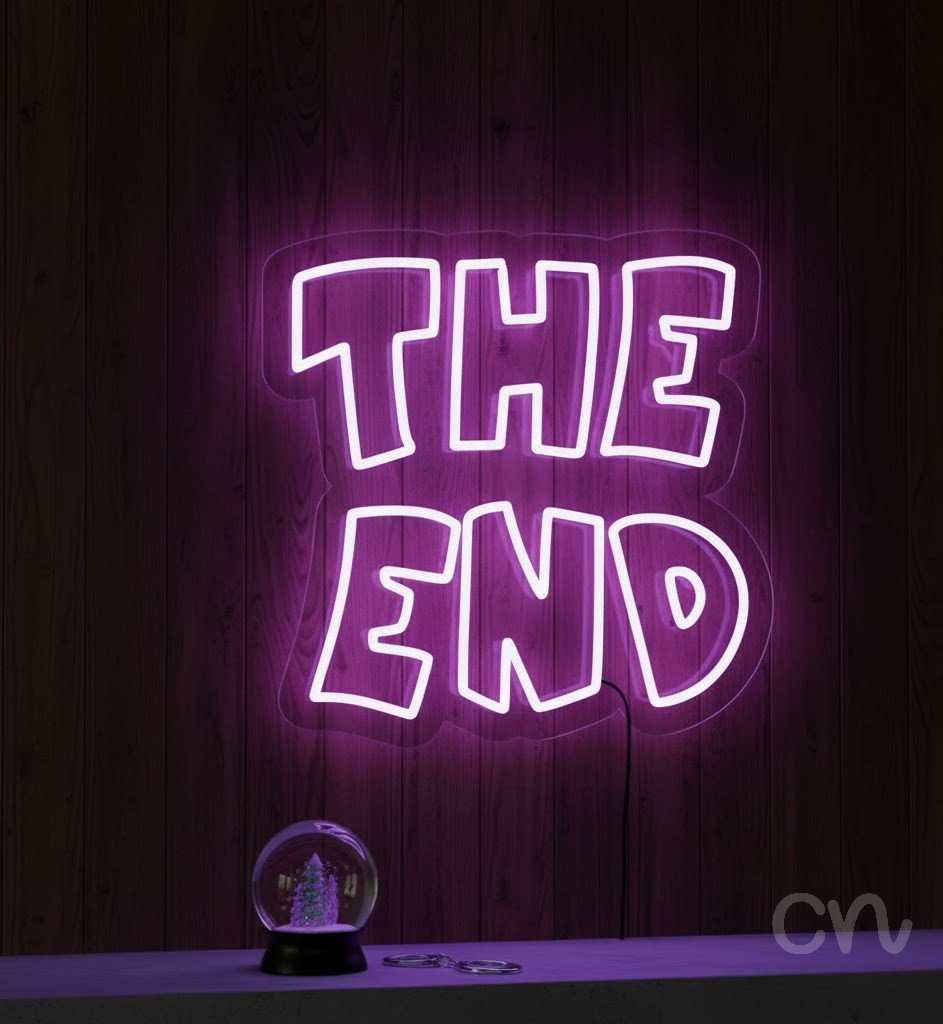 Custom Neon | The End Neon Sign | 17x17 Inch | Light Purple Neon Sign for Home Decor