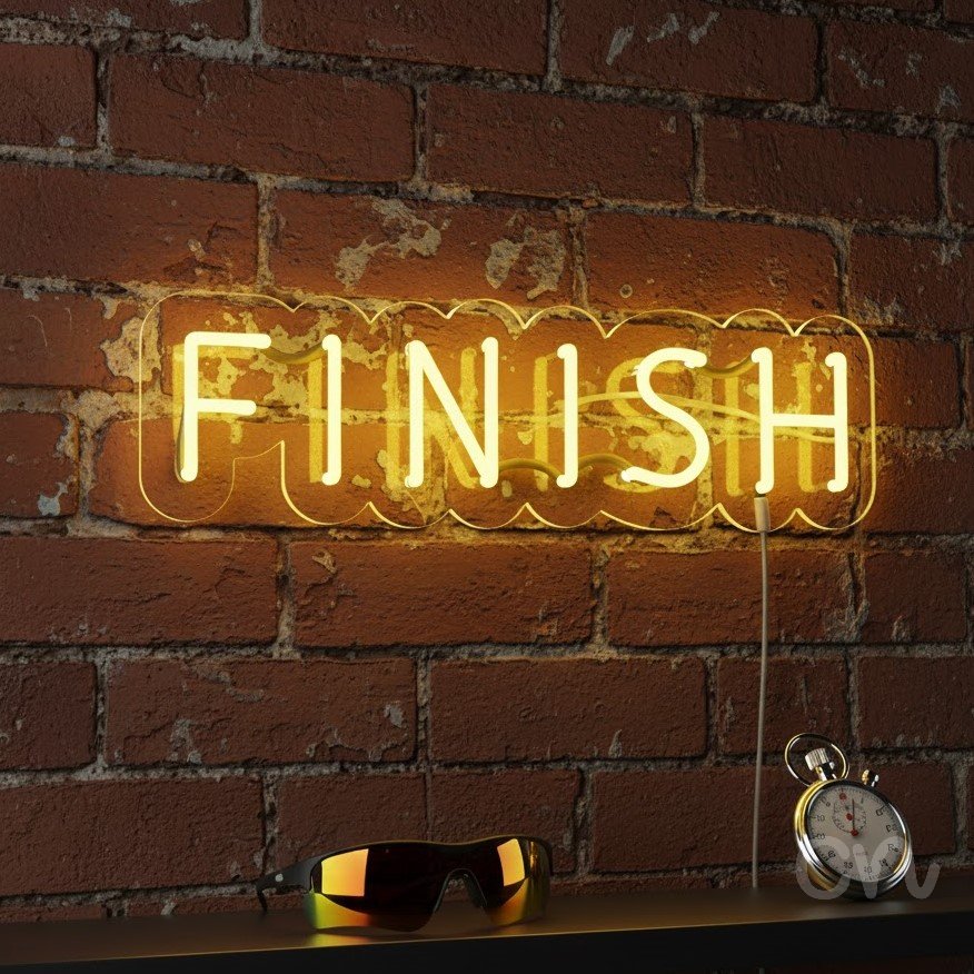 Custom Neon | Finish Neon Sign | 6x20 Inches | Yellow Neon Sign for Home and Bar Decor