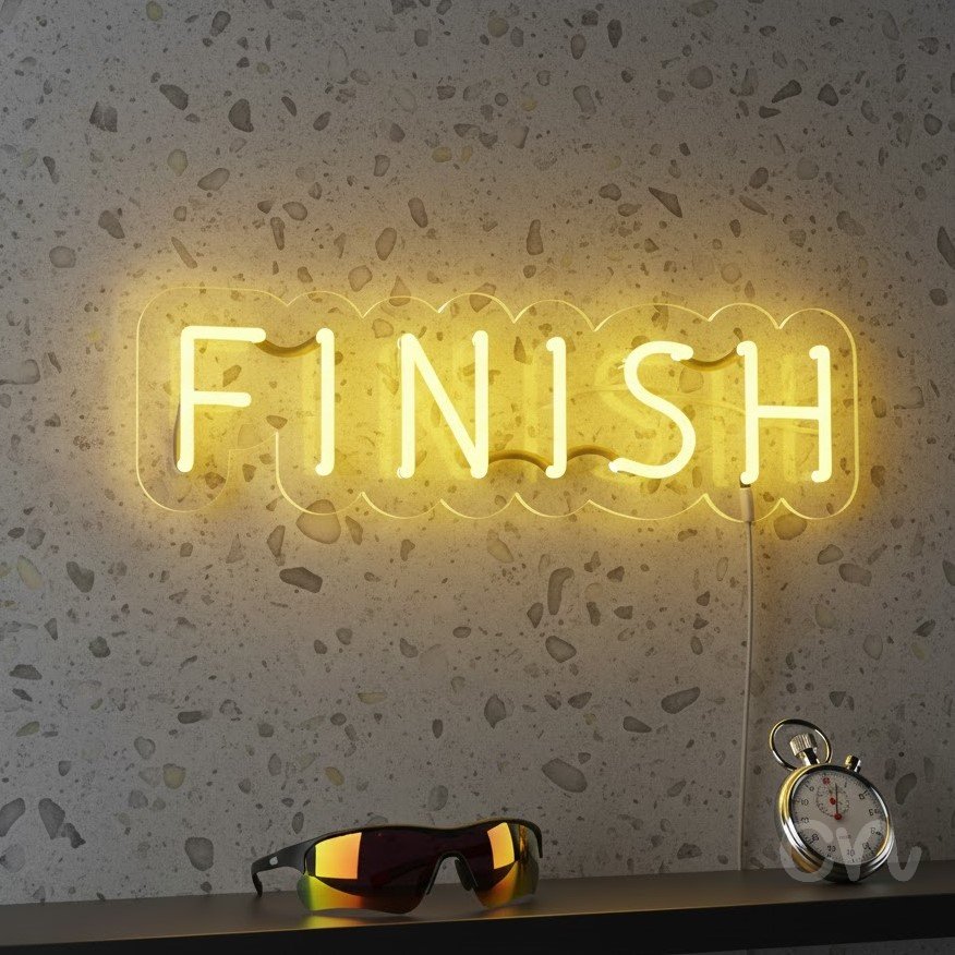 Custom Neon | Finish Neon Sign | 6x20 Inches | Yellow Neon Sign for Home and Bar Decor 2