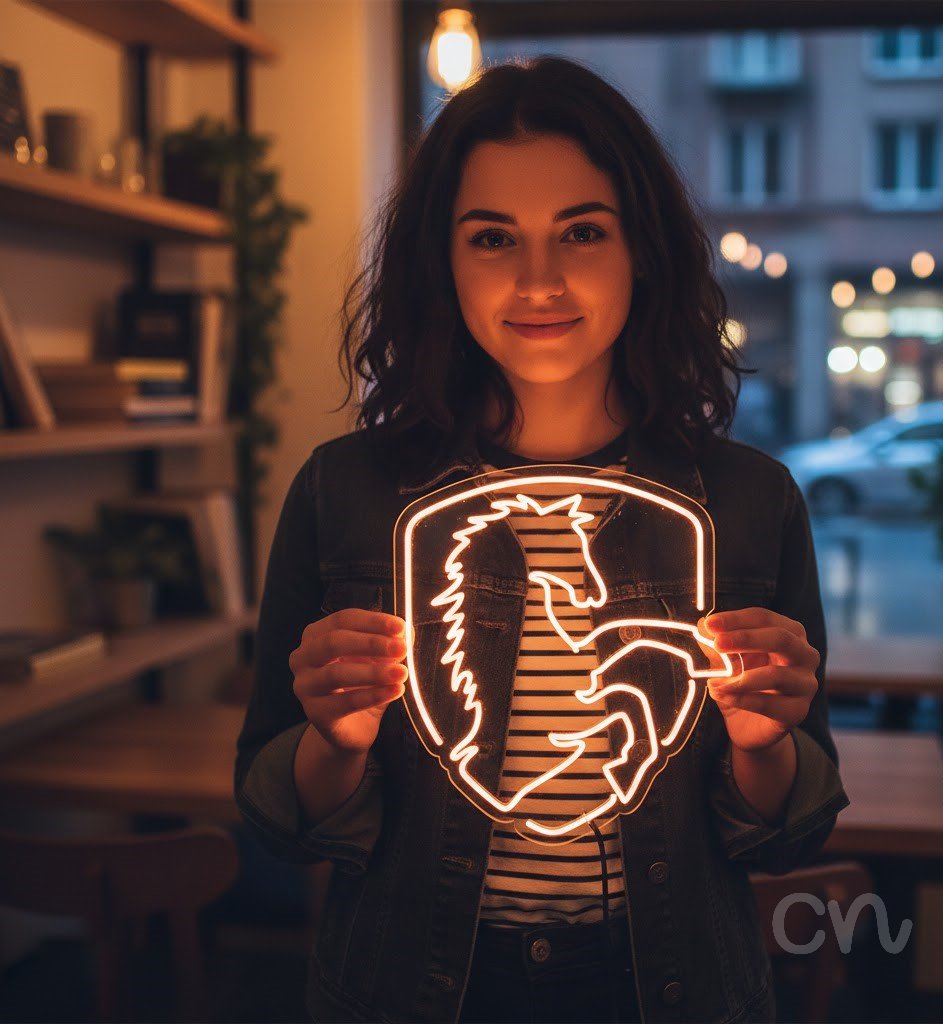 Custom Neon | Horse Head Neon Sign | 26x24 Inch | Orange Neon Sign for Home Decor