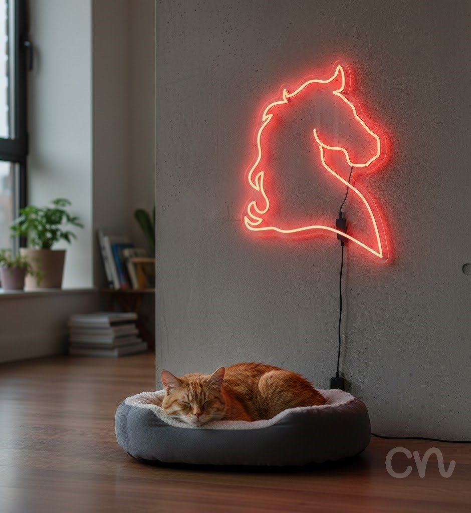 Custom Neon | Horse Head Neon Sign | 24x18 Inch | Hot Pink Bright Wall Decor 2