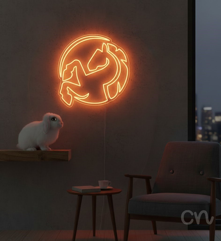 Custom Neon | Horse Head Neon Sign | 24x24 in | Orange Neon Sign for Wall Decor 2