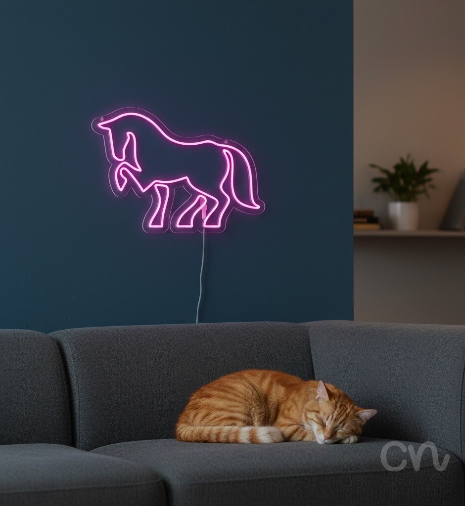 Custom Neon | Horse Neon Sign | 17x24.jp | Hot Pink Neon Sign for Room Decor 2