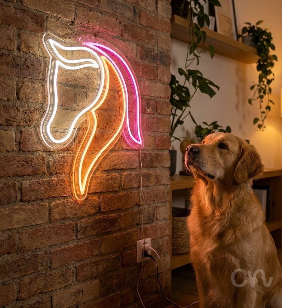 Custom Neon | Horse Head Neon Sign | 24x20 | Orange Pink Neon Sign for Horse Lovers 2
