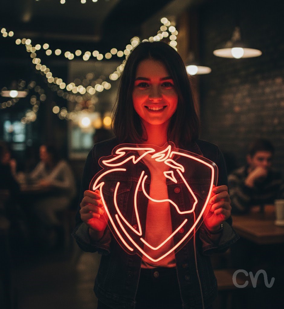 Custom Neon | Horse Head Neon Sign | 23x24 Inch | Red Neon Sign for Horse Lovers