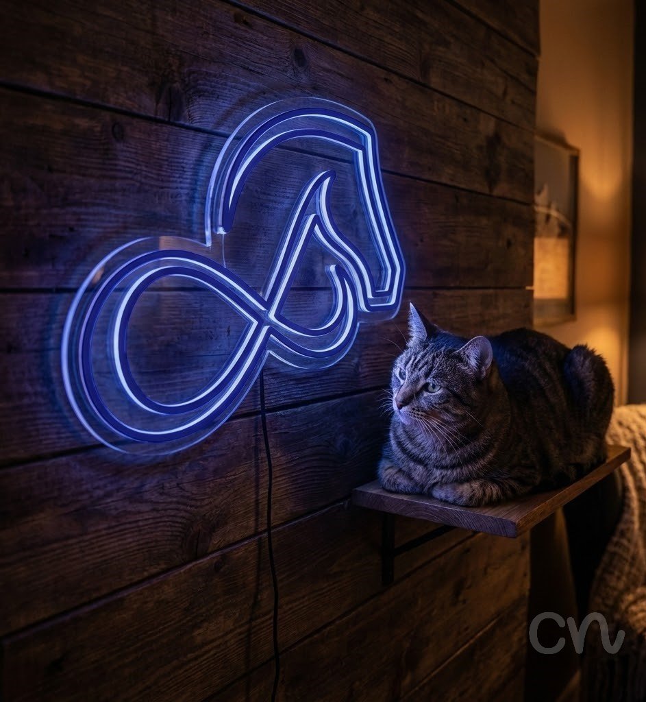 Custom Neon | Horse Head with Infinity Symbol Neon Sign | 19x24 Inch | Purple 2