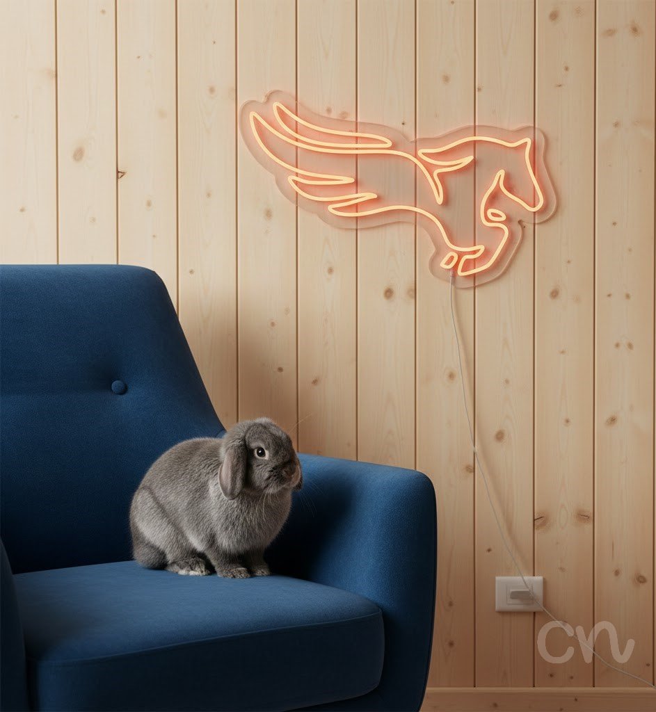 Custom Neon | Winged Horse Neon Sign | 19x30 | Orange Bright Glow for Home Decor 2