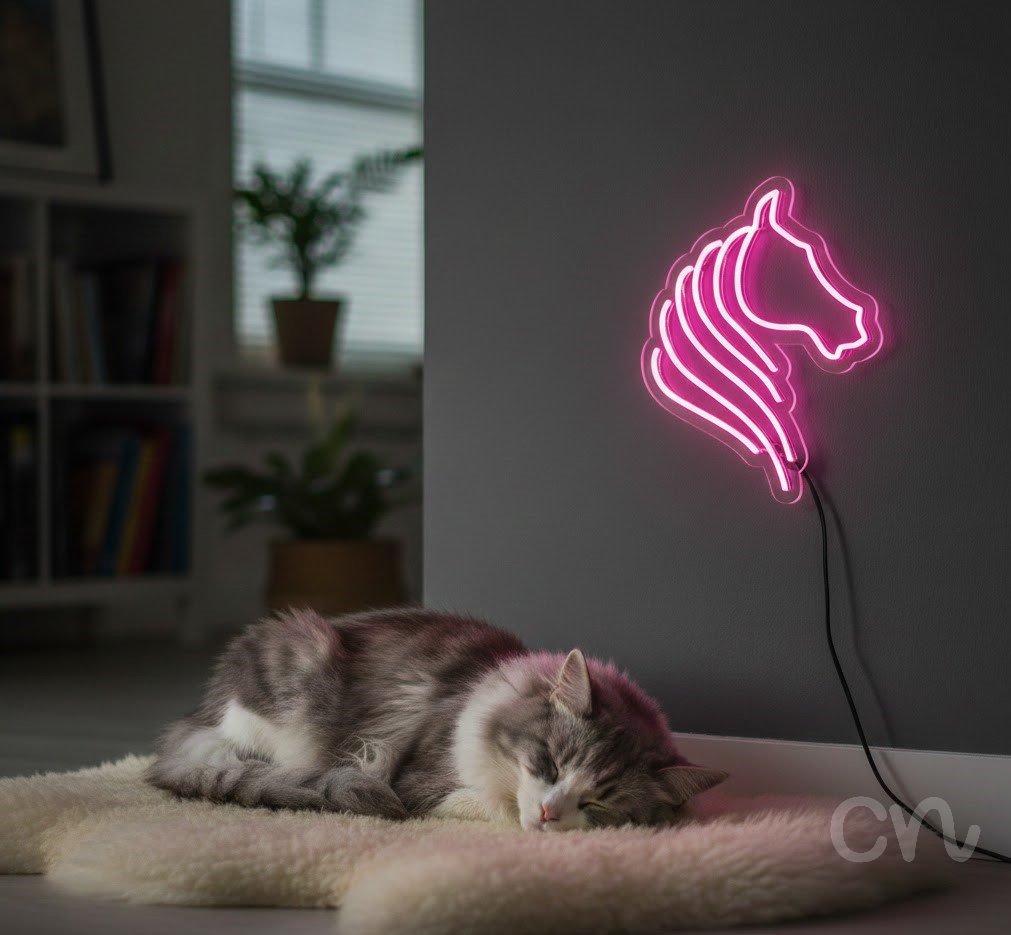 Custom Neon | Horse Head Neon Sign | 24x19 in | Hot Pink Neon Sign for Wall Decor 2