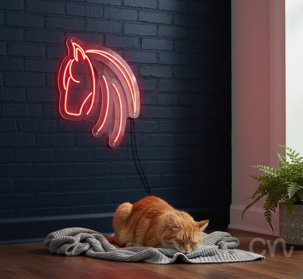 Custom Neon | Horse Head Neon Sign | 25x20 Inches | Red Neon Sign for Home Decor 2