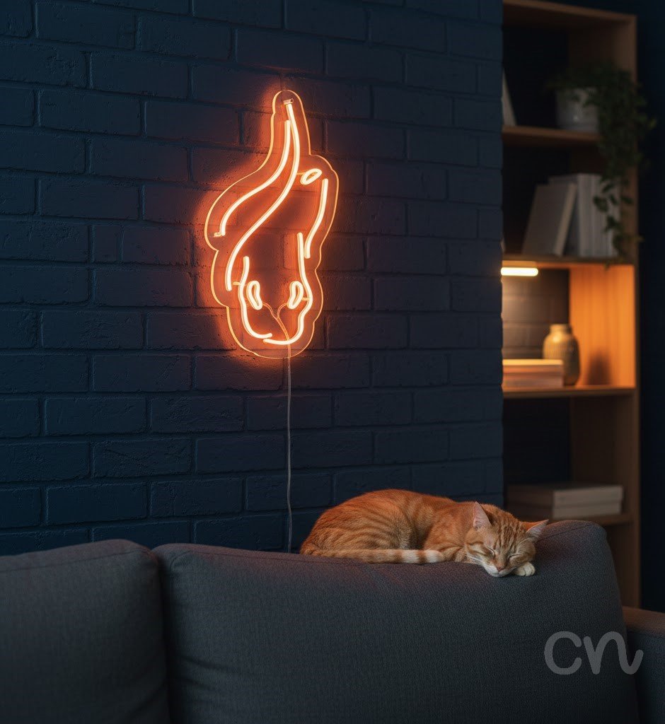 Custom Neon | Horse Head Neon Sign | 25x14 in | Warm Orange Bright Wall Decor 2