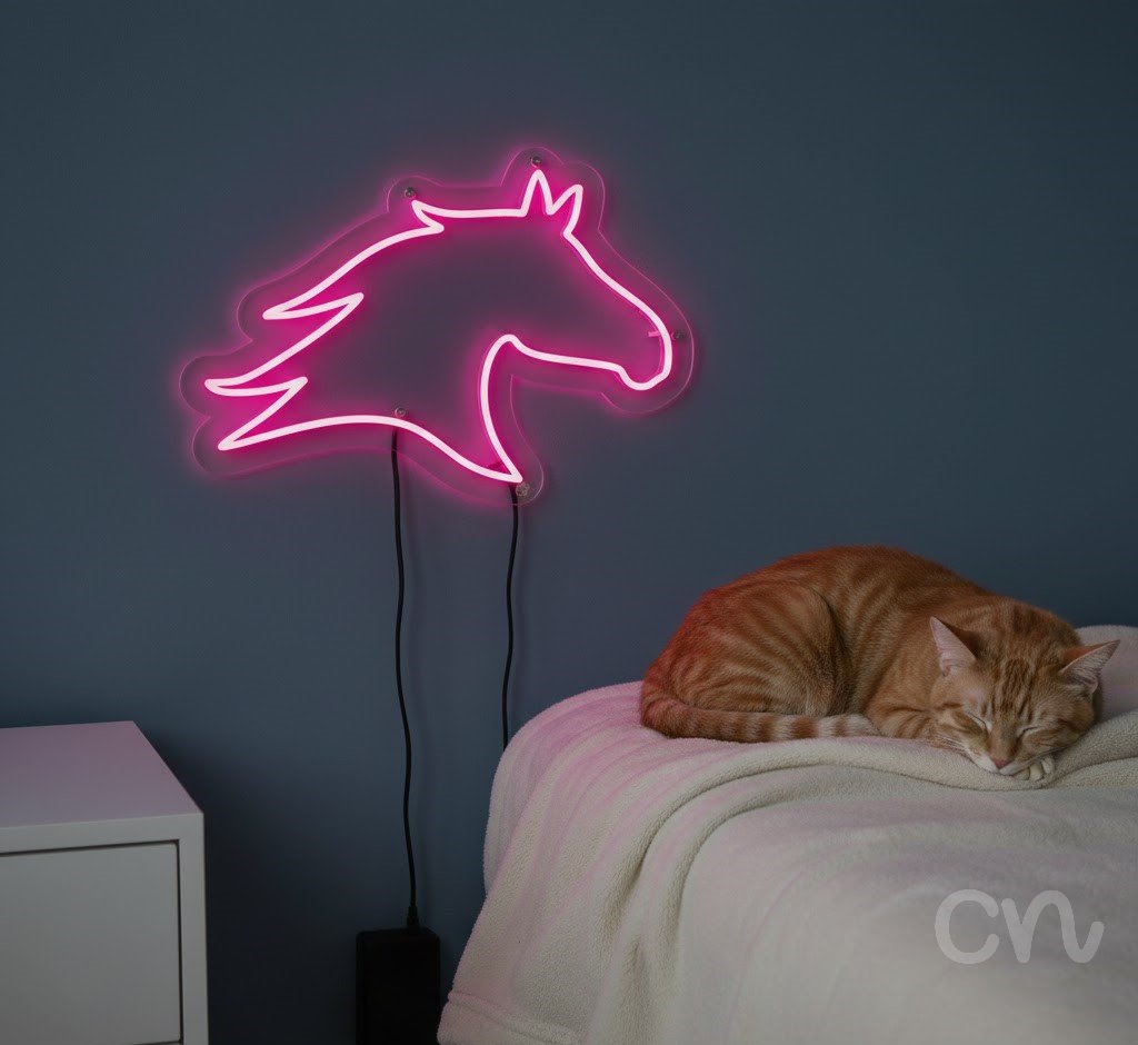 Custom Neon | Horse Head Neon Sign | 16x23 Inches | Hot Pink Bright LED Decor 2