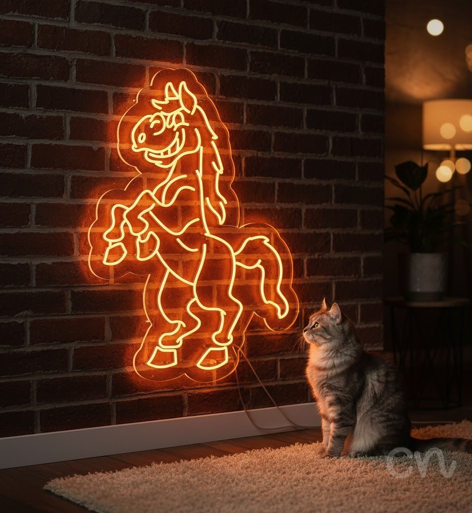 Custom Neon | Horse Design Neon Sign | 40x30.jp | Orange Color for Lounge Bar Decor 2