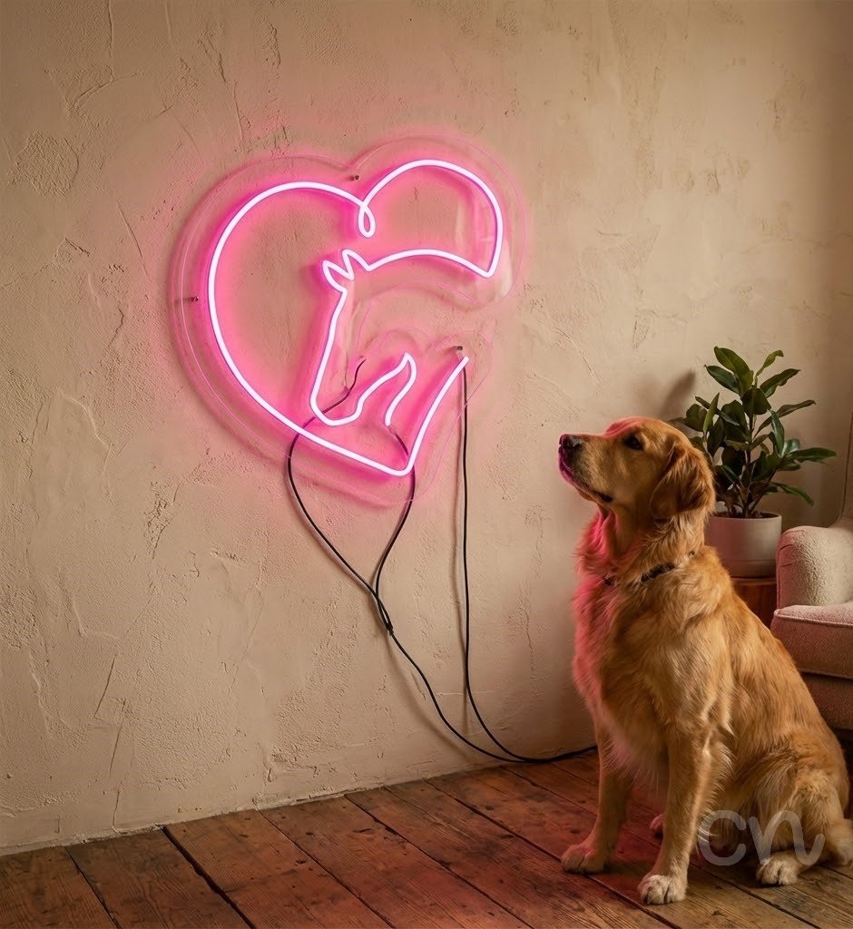 Custom Neon | Horse Head Neon Sign | 24x23.jp | Hot Pink Color for Bedroom Decor 2