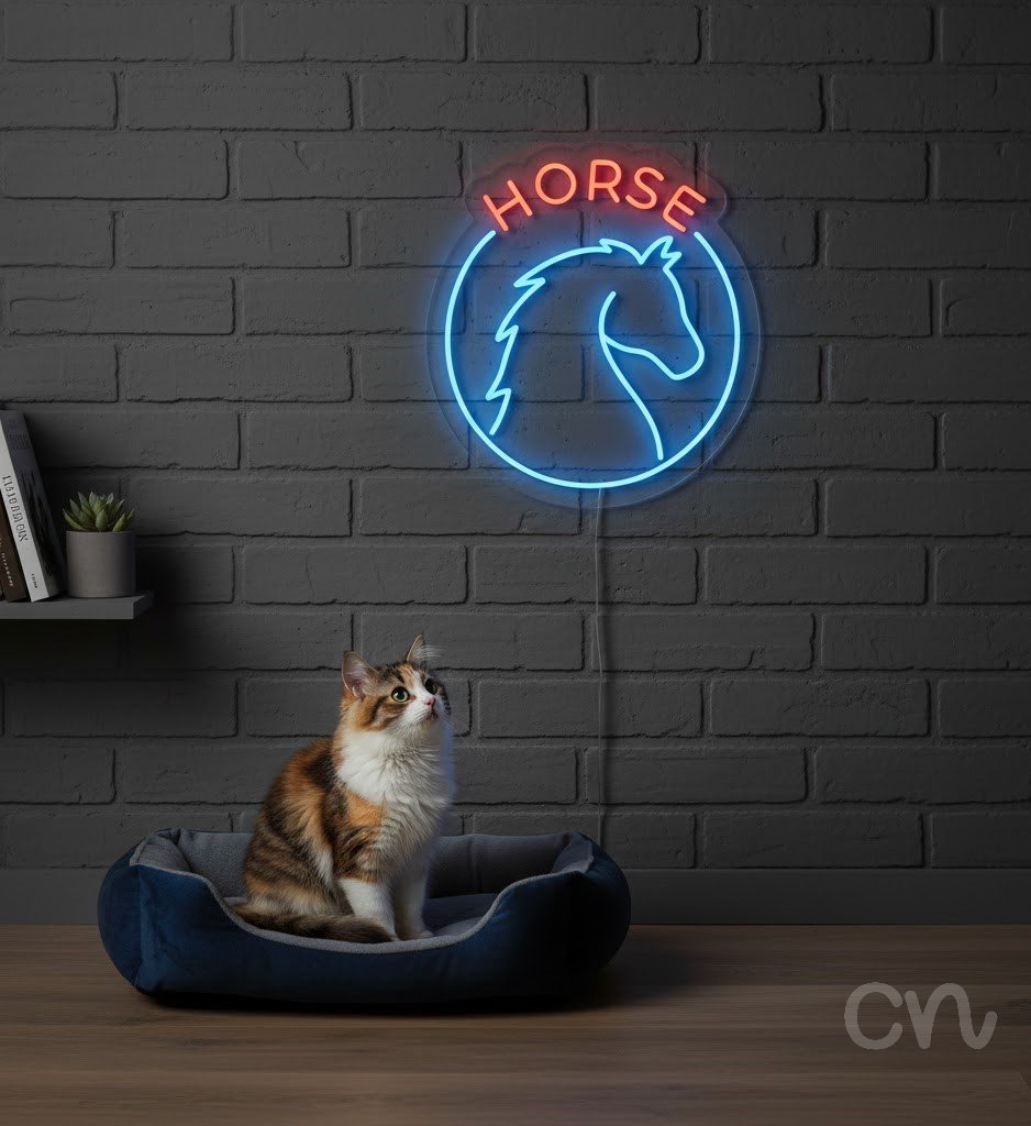 Custom Neon | Horse Neon Sign | 23x21in | Red Blue Neon Sign for Home Bar Decor 2