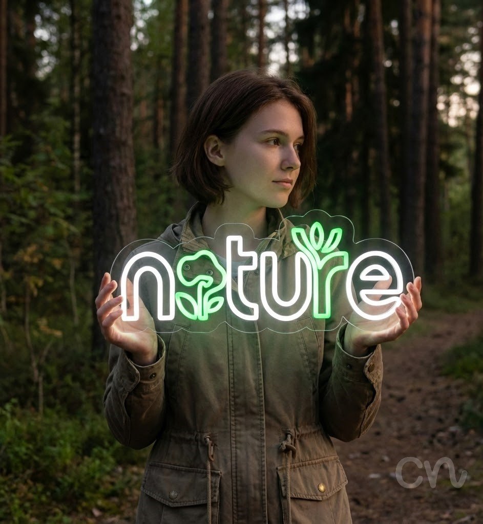 Custom Neon | Nature Neon Sign | 10x24 | Neon Green for Home Decor and Wall Art