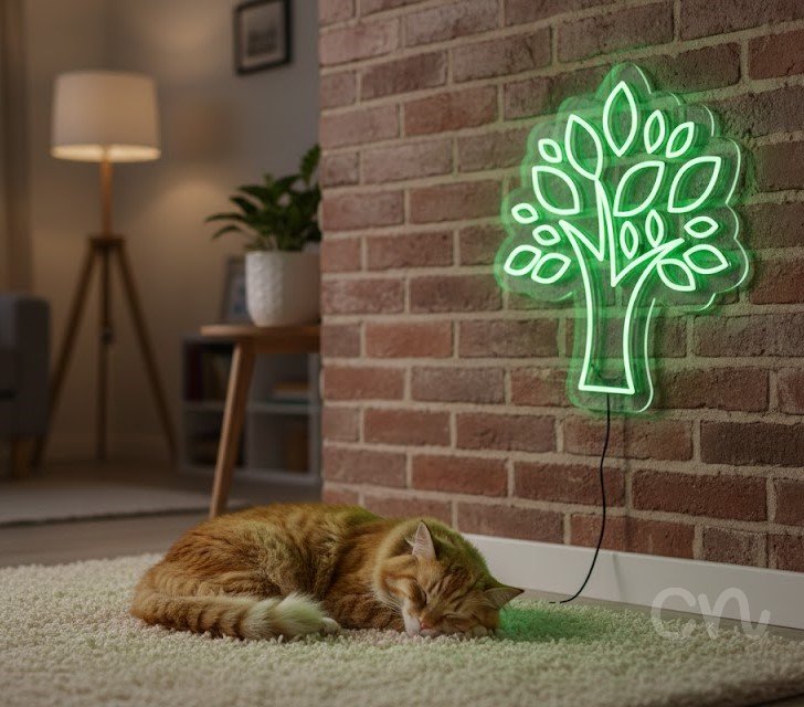 Custom Neon | Tree with Leaves Neon Sign | 24x21 Inches | Neon Green 2