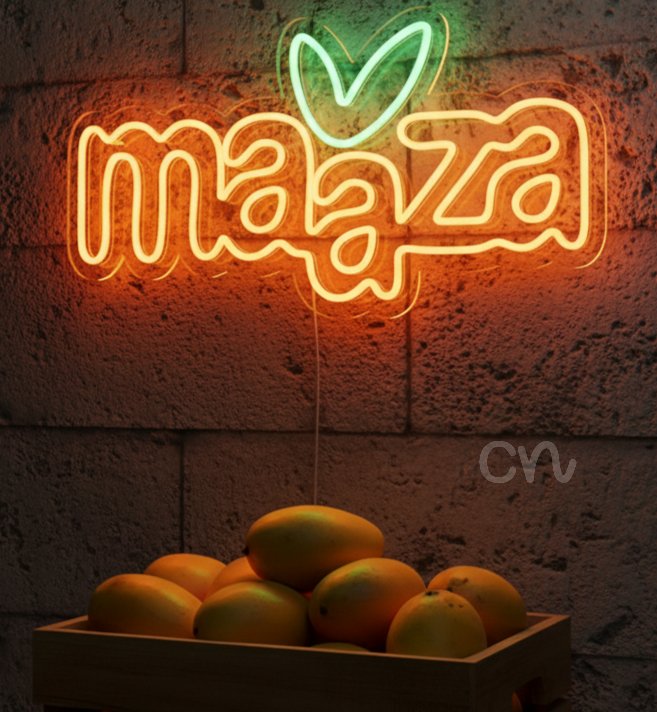 Custom Neon | Maaza Logo Neon Sign | 13x24 | Orange Glow