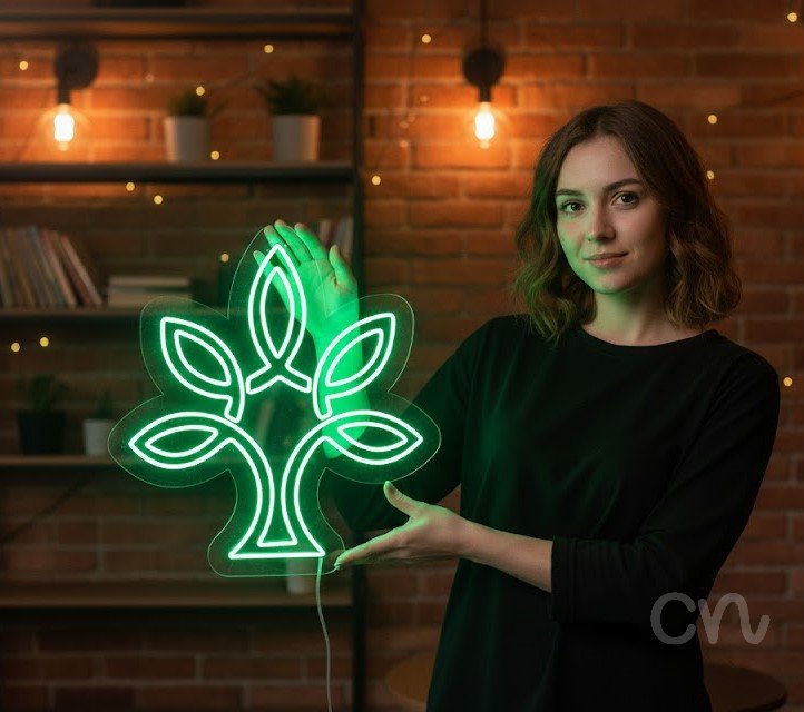 Custom Neon | Tree with Leaves Neon Sign | 24x23 | Neon Green