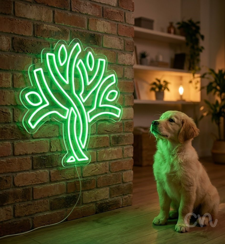 Custom Neon | Tree Design Neon Sign | 24x24 | Neon Green Light for Home Decor 2