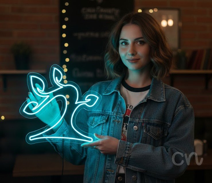 Custom Neon | Abstract Tree Neon Sign | 23x23 | Ice Blue | Modern Wall Decor