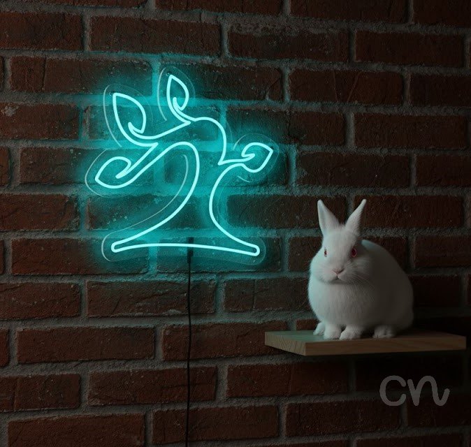 Custom Neon | Abstract Tree Neon Sign | 23x23 | Ice Blue | Modern Wall Decor 2