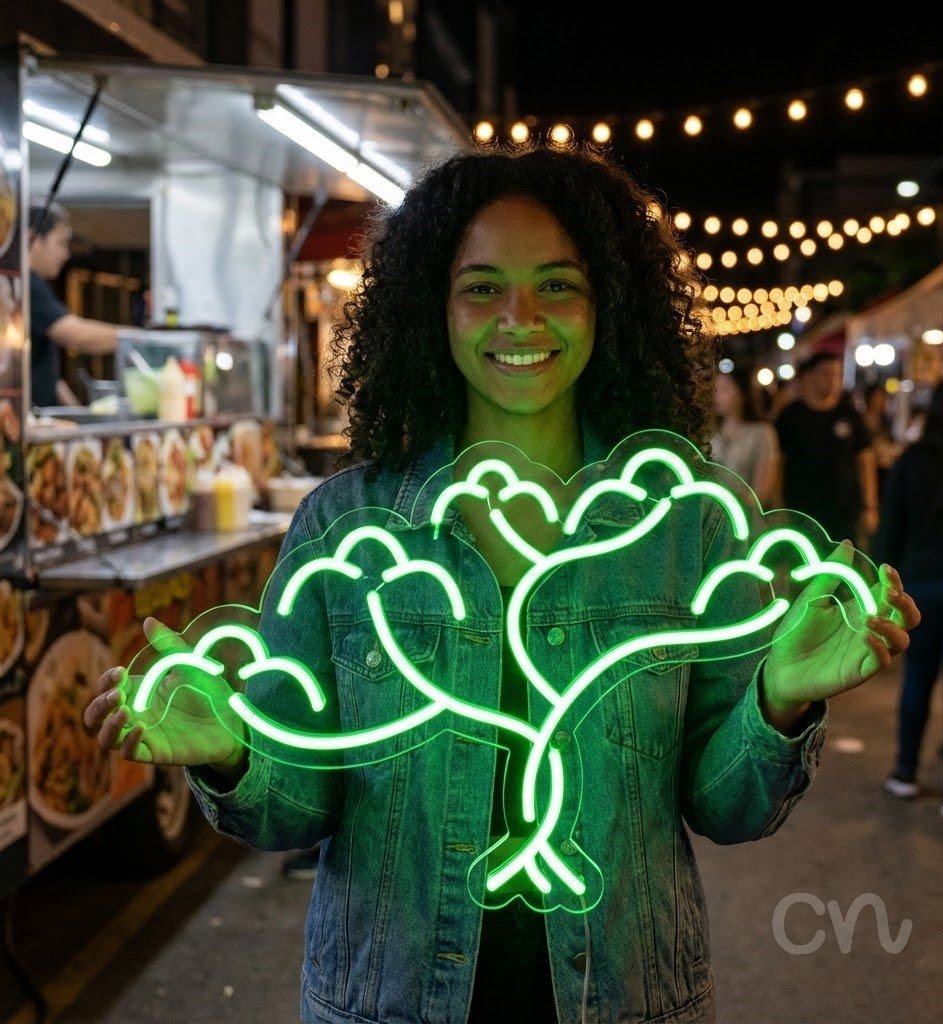 Custom Neon | Tree Design Neon Sign | 23x15 | Neon Green Light for Room Decor