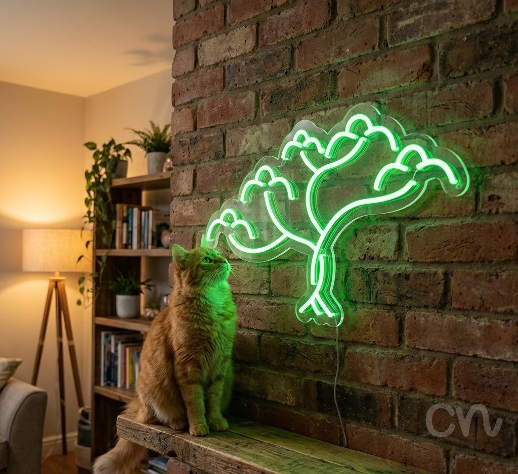 Custom Neon | Tree Design Neon Sign | 23x15 | Neon Green Light for Room Decor 2