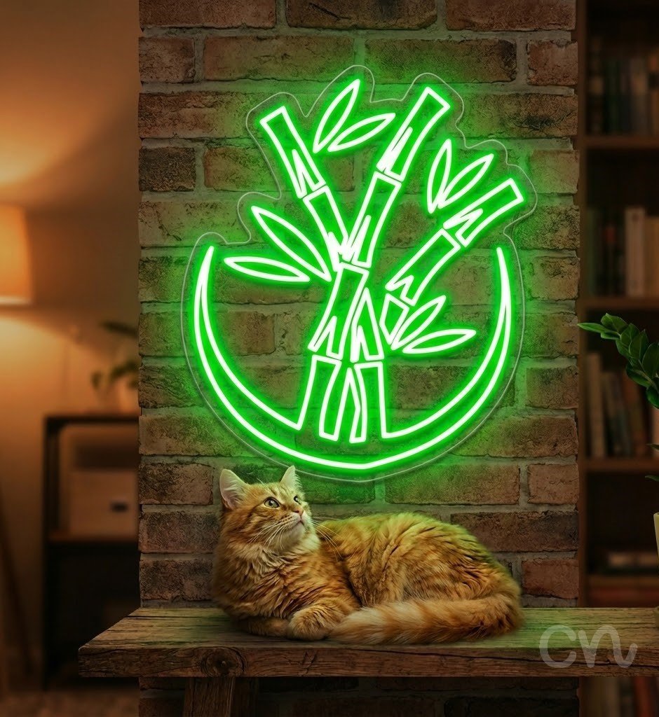 Custom Neon | Bamboo Design Neon Sign | 24x20 | Neon Green for Home and Bar Decor 2