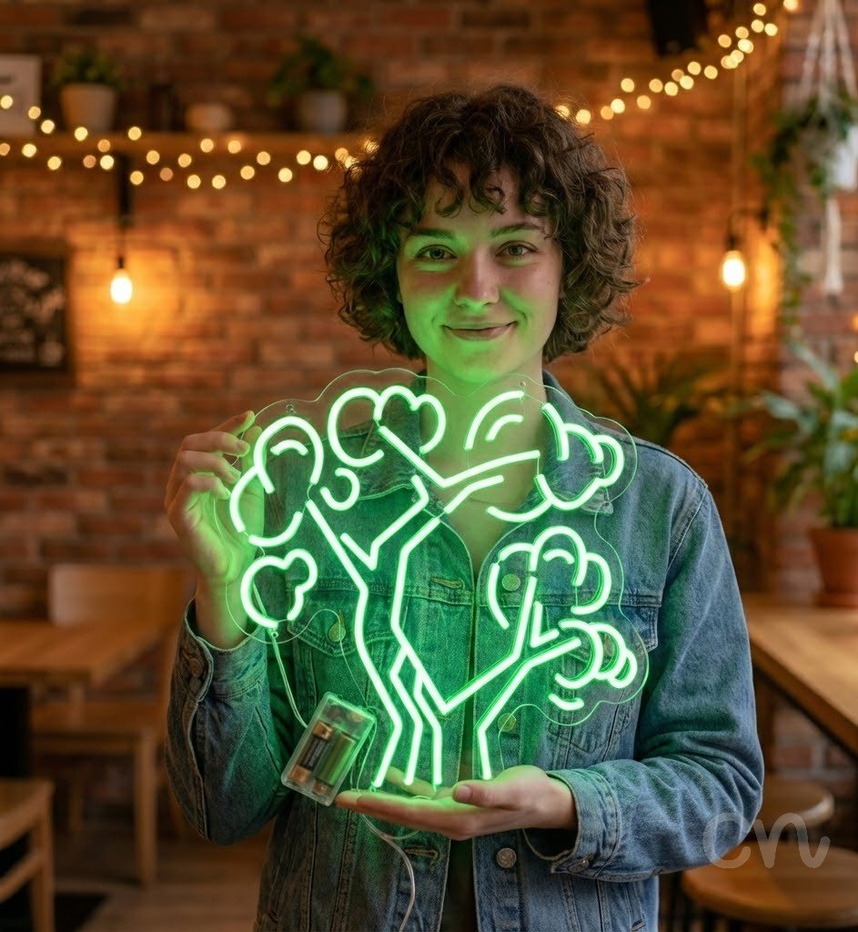 Custom Neon | Tree Design Neon Sign | 22x24 | Neon Green Light for Home Decor