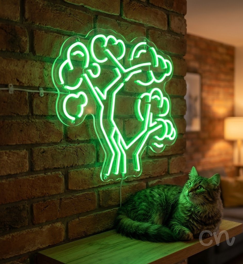 Custom Neon | Tree Design Neon Sign | 22x24 | Neon Green Light for Home Decor 2