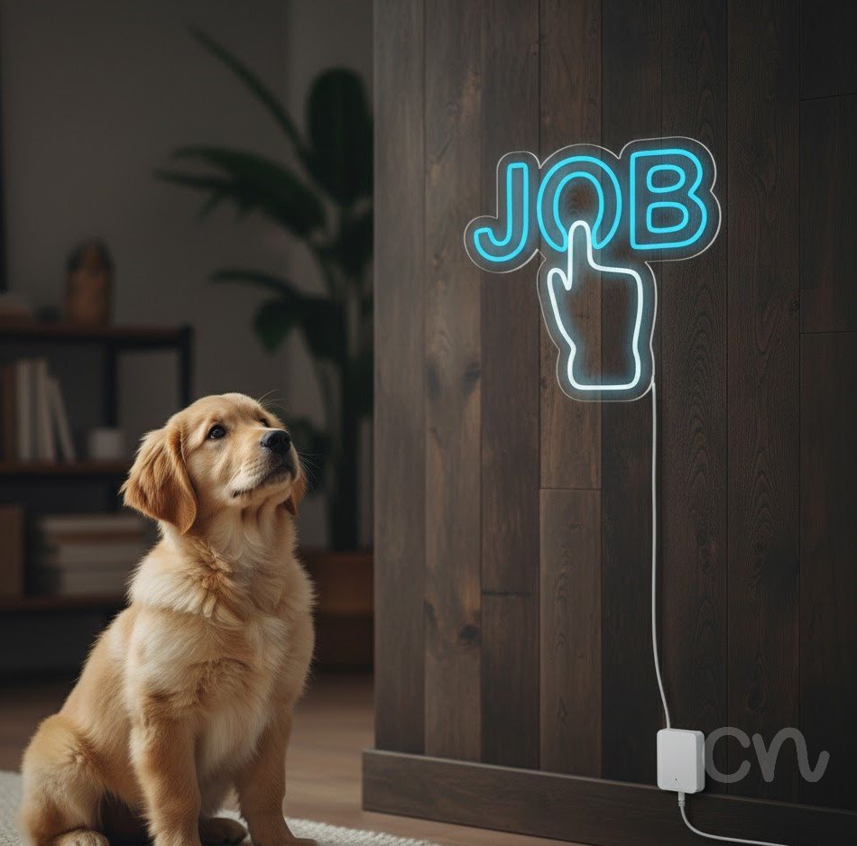 Custom Neon | Job Neon Sign | 22x24 | Ice Blue Neon Sign for Home Bar Business Decor 2